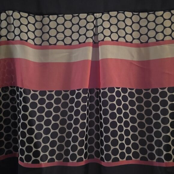 Tacera Women's L Navy White Polka Dor Pink Stripe Adjustable Sleeve Pullover Top - Picture 6 of 11